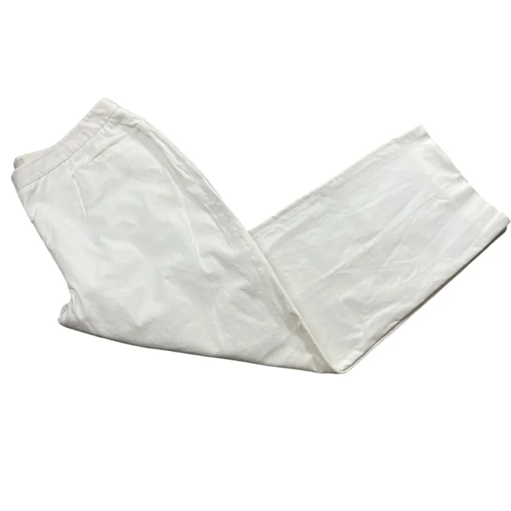 Brooks Brothers 346‎ 16 White Stretch Pants Roomy Straight Leg (small mark)